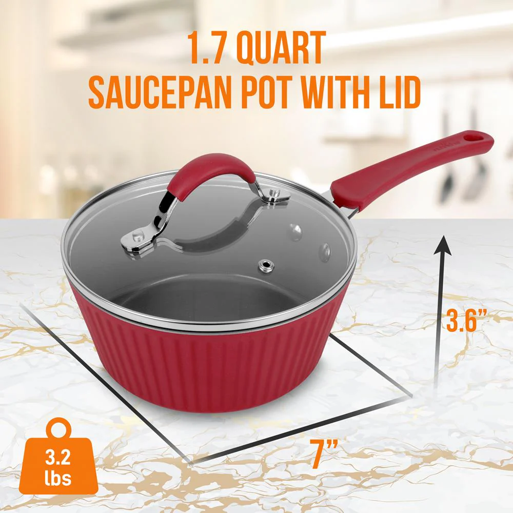 Saucepan Pot With Lid - Non-Stick High-Qualified Kitchen Cookware, 1.7 Quart (Works With Model: Nccw11Rdl) - Image 2