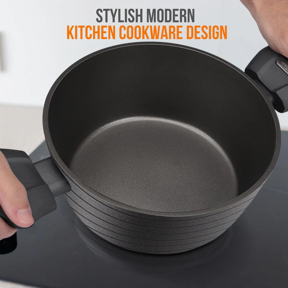 Cooking Pot With Lid - Non-Stick Stylish Kitchen Cookware With Metallic Ridge-Line Pattern, 2 Quart (Works With Model: Nccw12S) - Image 4