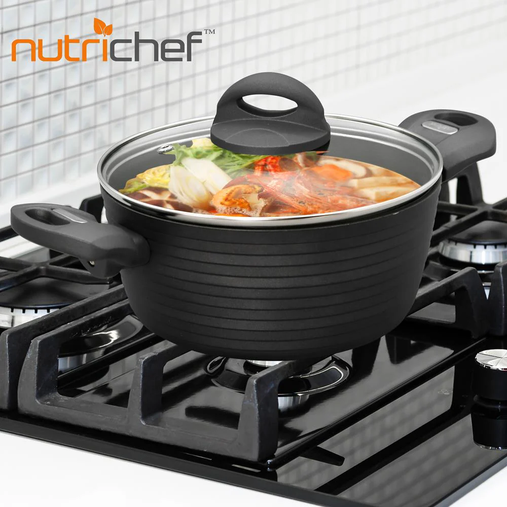 Cooking Pot With Lid - Non-Stick Stylish Kitchen Cookware With Metallic Ridge-Line Pattern, 2 Quart (Works With Model: Nccw12S) - Image 6