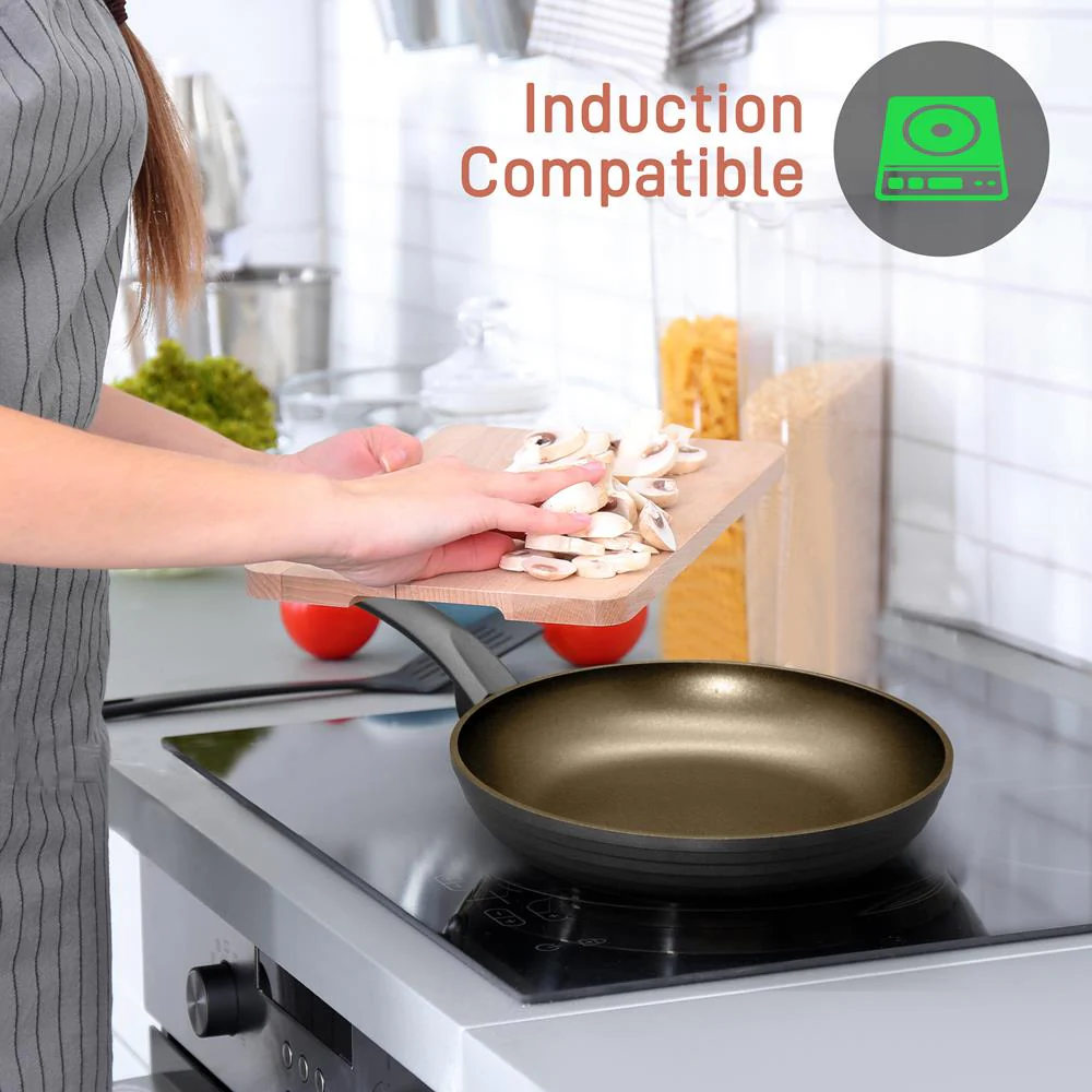9.5'' Medium Fry Pan - Non-Stick Stylish Kitchen Cookware With Metallic Ridge-Line Pattern (Works With Model: Nccw12S) - Image 5