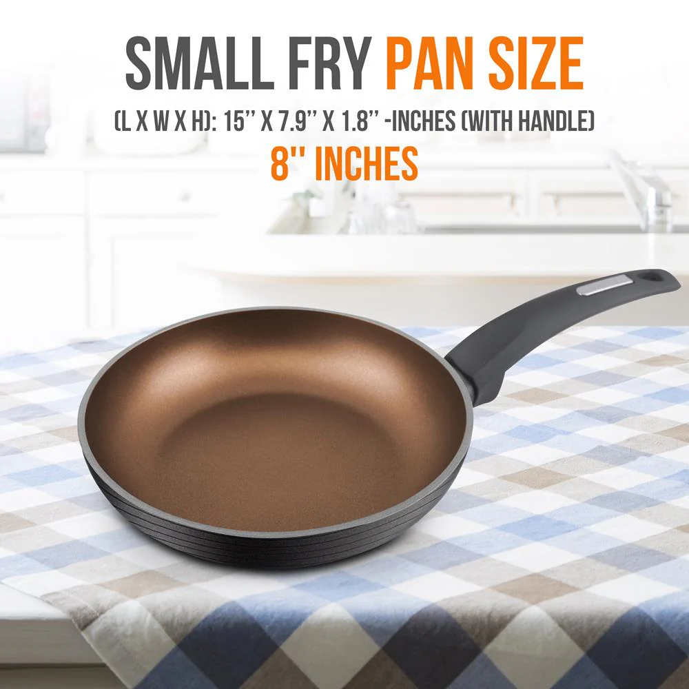 8'' Small Fry Pan - Non-Stick Stylish Kitchen Cookware With Metallic Ridge-Line Pattern (Works With Model: Nccw12S) - Image 2