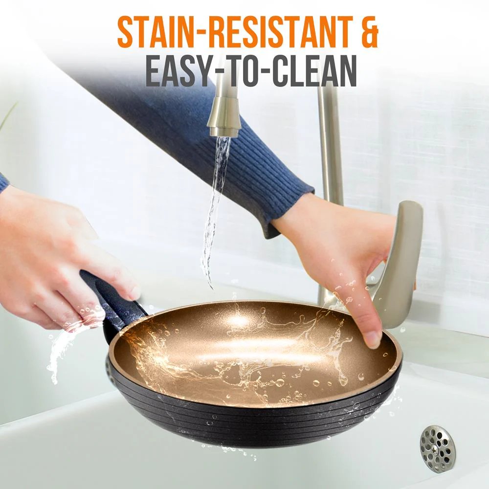 8'' Small Fry Pan - Non-Stick Stylish Kitchen Cookware With Metallic Ridge-Line Pattern (Works With Model: Nccw12S) - Image 4