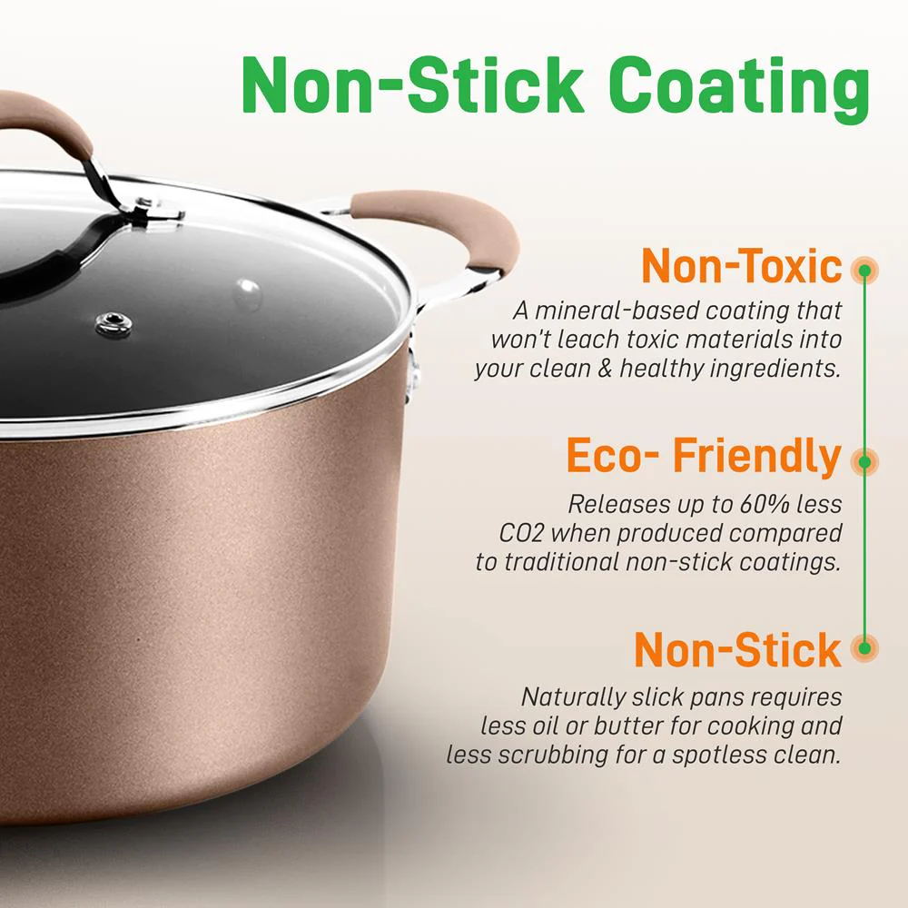Dutch Oven Pot With Lid - Non-Stick High-Qualified Kitchen Cookware With See-Through Tempered Glass Lids, 5 Quart (Works With Models: Nccw14S & Nccw20S) - Image 4