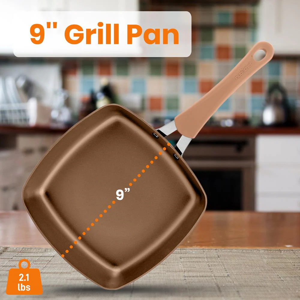 9.45'' Grill Pan - Non-Stick High-Qualified Kitchen Cookware (Works With Models: Nccw14S & Nccw20S) - Image 2