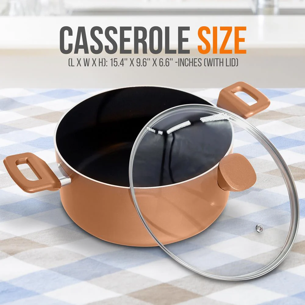 Non-Stick Casserole With Lid - High-Qualified Kitchen Cookware With See-Through Tempered Glass Lids, 5 Quart (Works With Model: Nccwa13Br) - Image 2
