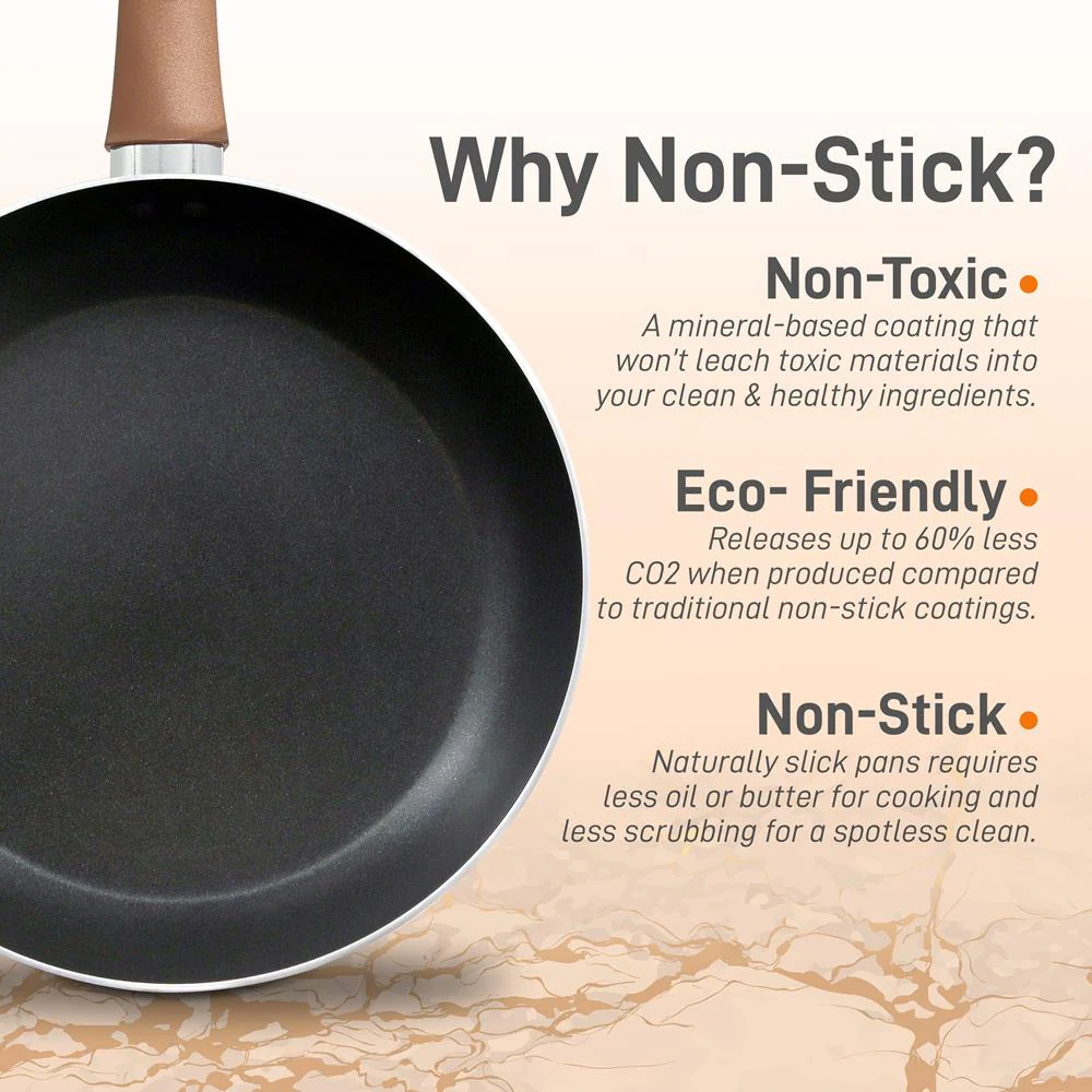 10'' Large Open Fry Pan - Non-Stick High-Qualified Kitchen Cookware With Black Inside And Brown Outside (Works With Model: Nccwa13Br) - Image 3
