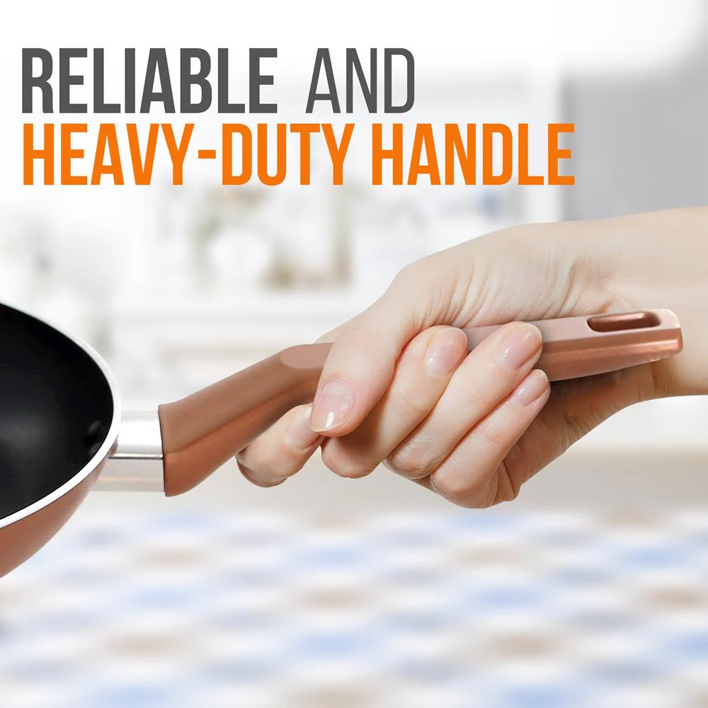 10'' Large Open Fry Pan - Non-Stick High-Qualified Kitchen Cookware With Black Inside And Brown Outside (Works With Model: Nccwa13Br) - Image 4