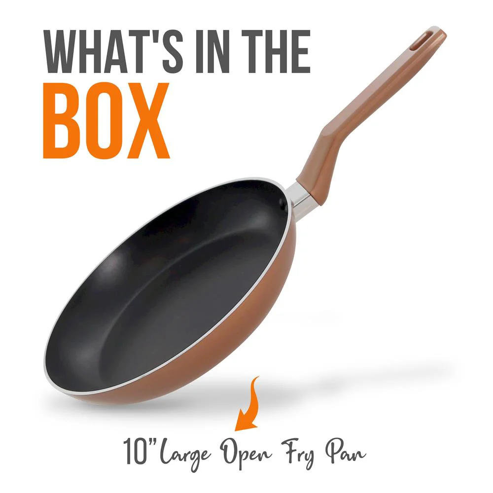 10'' Large Open Fry Pan - Non-Stick High-Qualified Kitchen Cookware With Black Inside And Brown Outside (Works With Model: Nccwa13Br) - Image 7