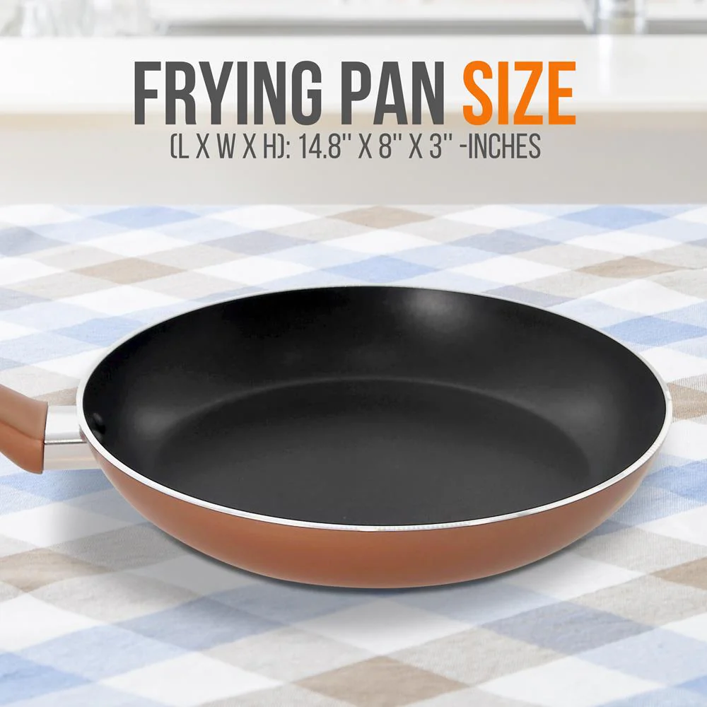 8'' Medium Open Fry Pan - Non-Stick High-Qualified Kitchen Cookware With Black Inside And Brown Outside (Works With Model: Nccwa13Br) - Image 2