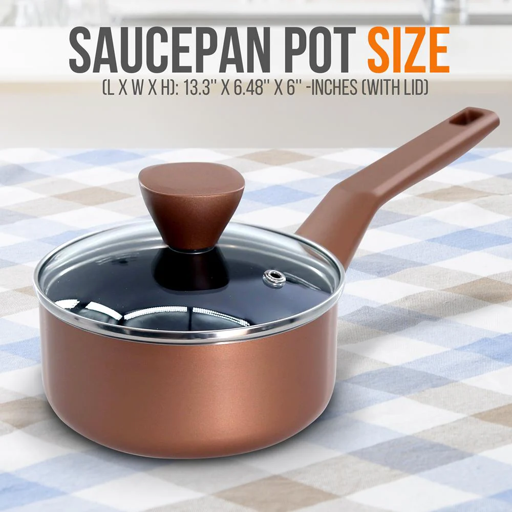 Saucepan Pot With Lid - Non-Stick High-Qualified Kitchen Cookware With See-Through Tempered Glass Lids, 1 Qt. (Works With Model: Nccwa13Br) - Image 2