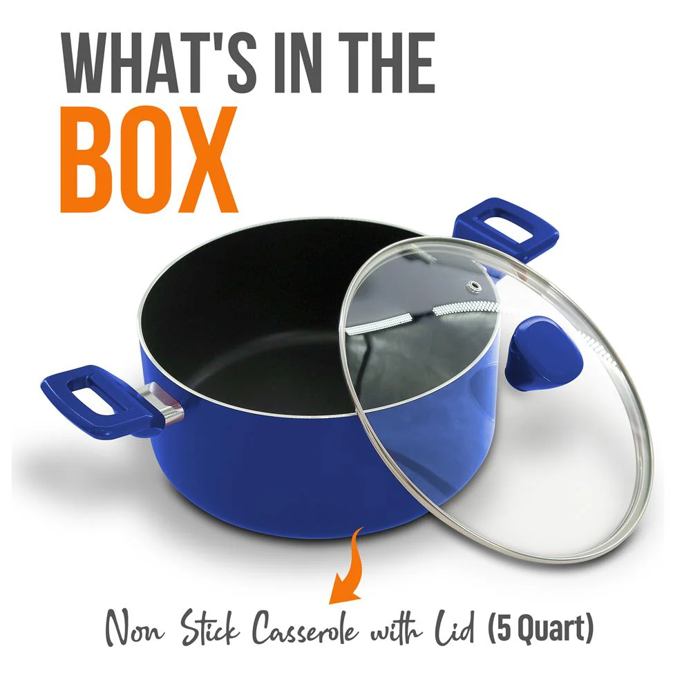 Non-Stick Casserole With Lid - High-Qualified Kitchen Cookware With See-Through Tempered Glass Lids, 5 Quart (Works With Model: Nccwa13Bu) - Image 7