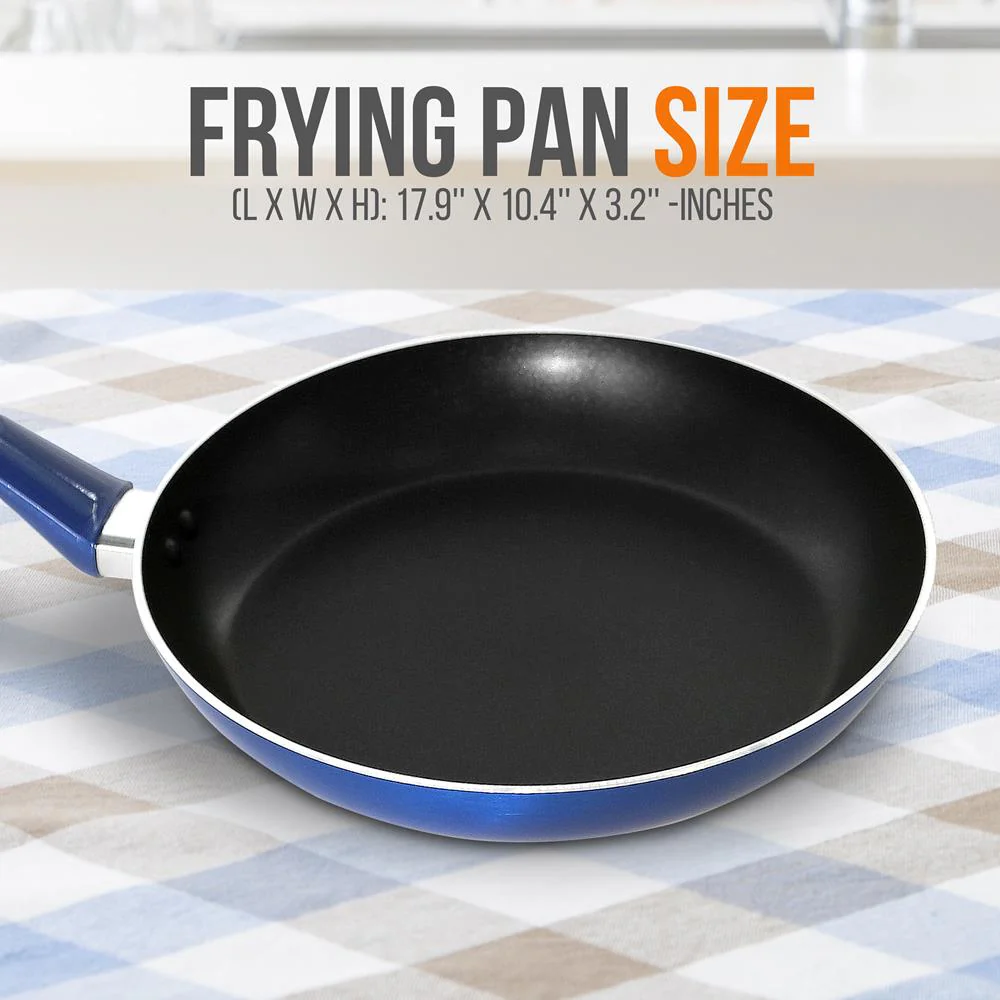 10'' Large Open Fry Pan - Non-Stick High-Qualified Kitchen Cookware With Black Inside And Blue Outside (Works With Model: Nccwa13Bu) - Image 2