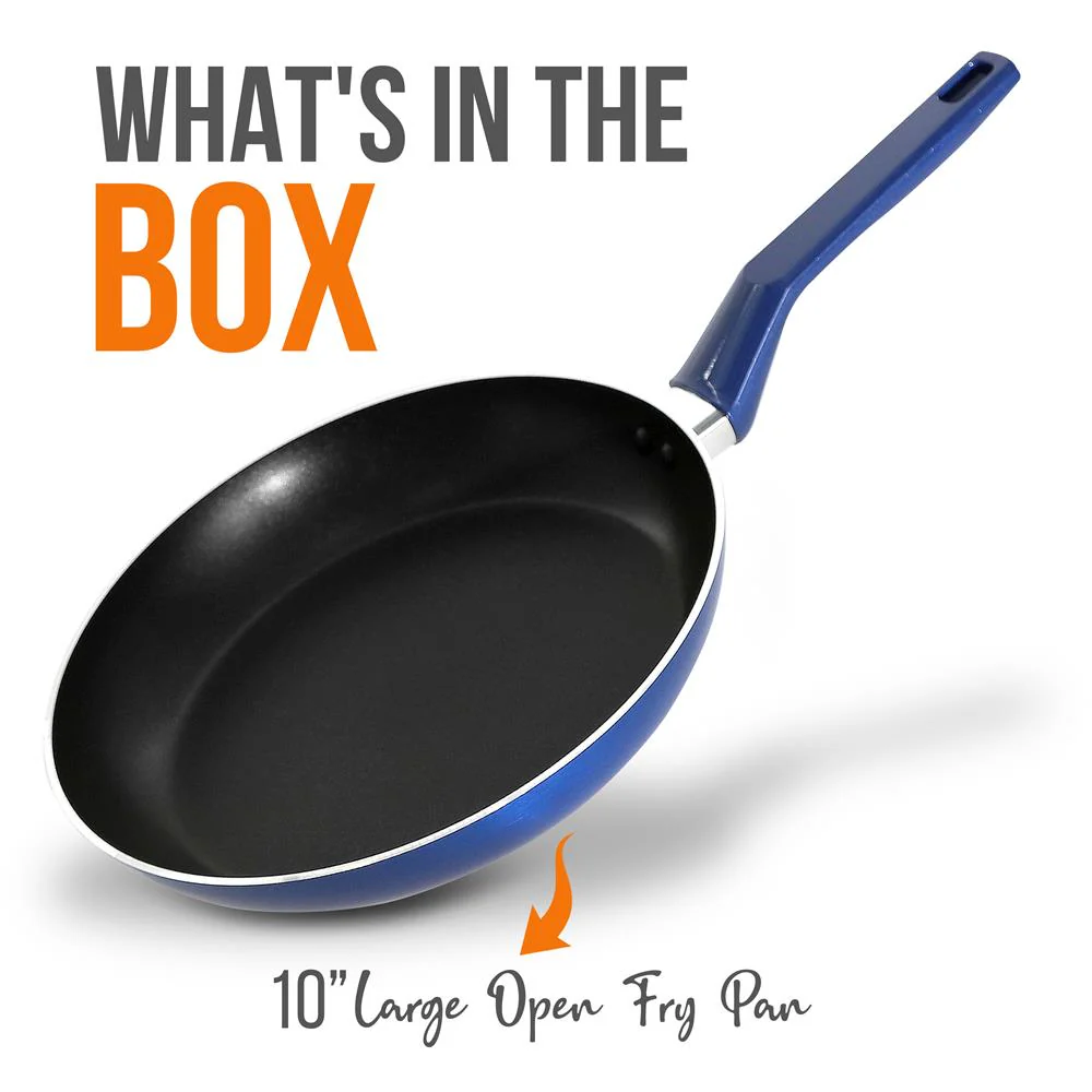10'' Large Open Fry Pan - Non-Stick High-Qualified Kitchen Cookware With Black Inside And Blue Outside (Works With Model: Nccwa13Bu) - Image 7
