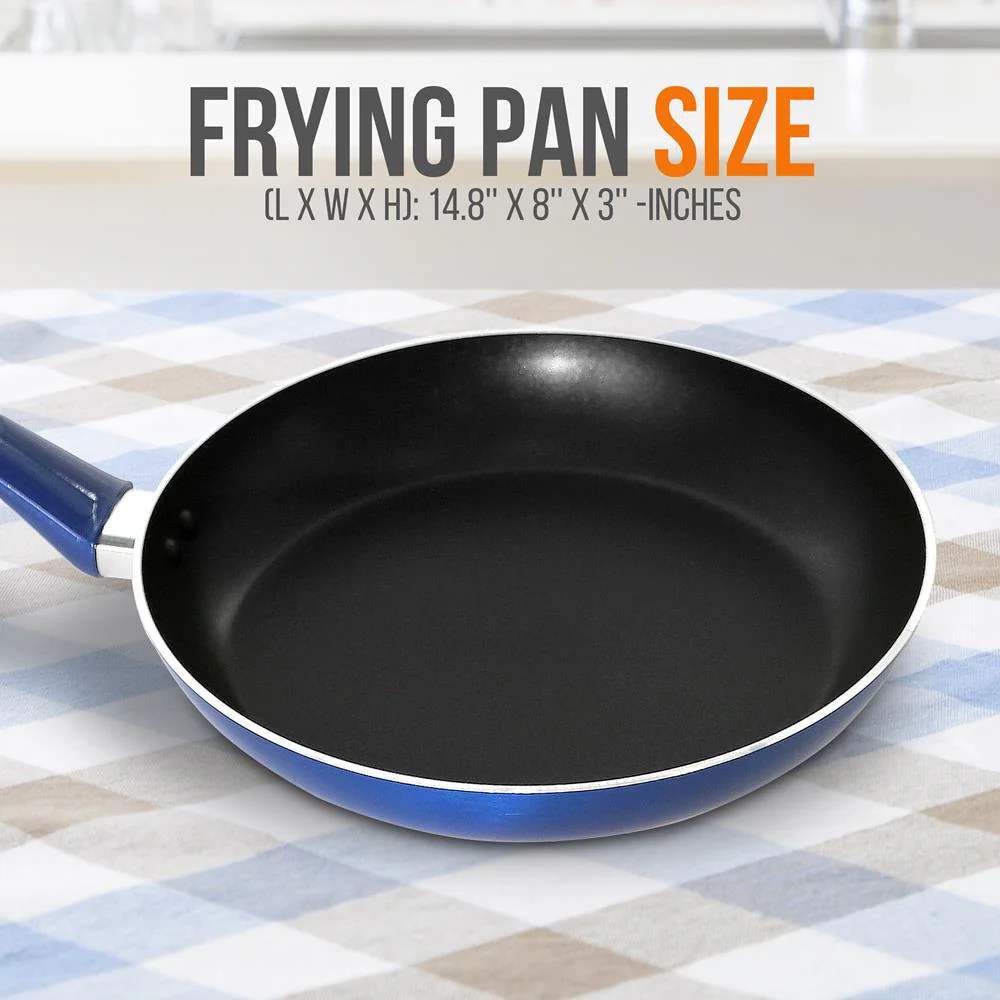 8'' Medium Open Fry Pan - Non-Stick High-Qualified Kitchen Cookware With Black Inside And Blue Outside (Works With Model: Nccwa13Bu) - Image 2