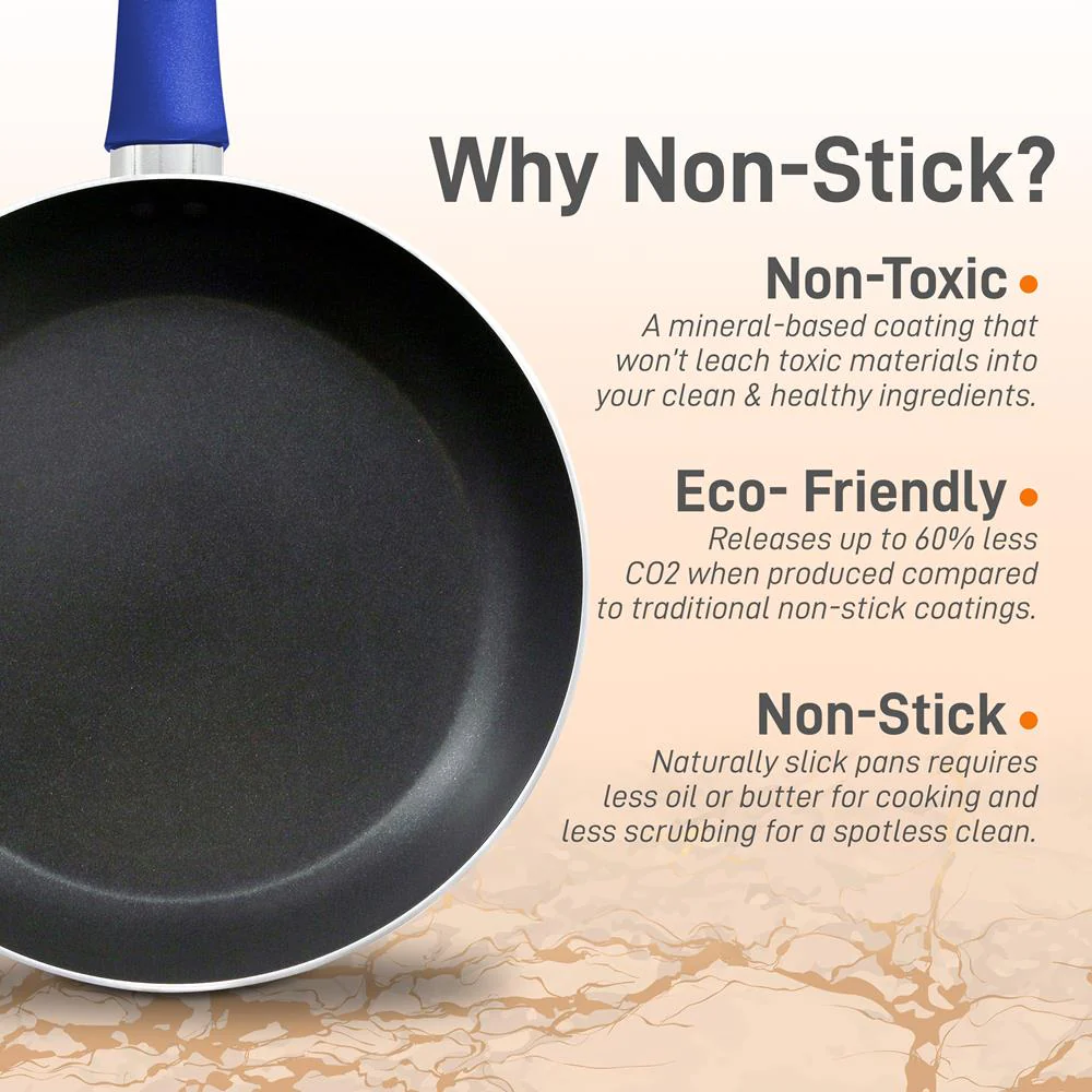 8'' Medium Open Fry Pan - Non-Stick High-Qualified Kitchen Cookware With Black Inside And Blue Outside (Works With Model: Nccwa13Bu) - Image 3