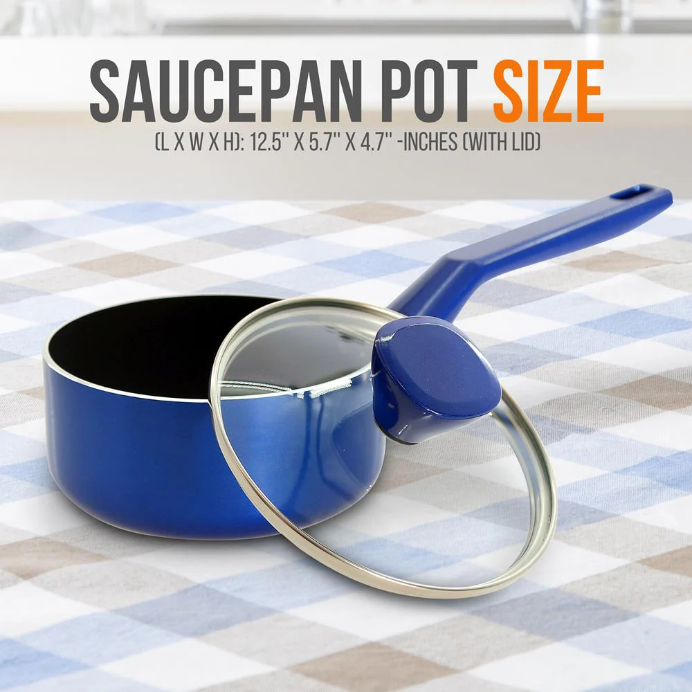 Saucepan Pot With Lid - Non-Stick High-Qualified Kitchen Cookware With See-Through Tempered Glass Lids, 1 Qt. (Works With Model: Nccwa13Bu) - Image 2