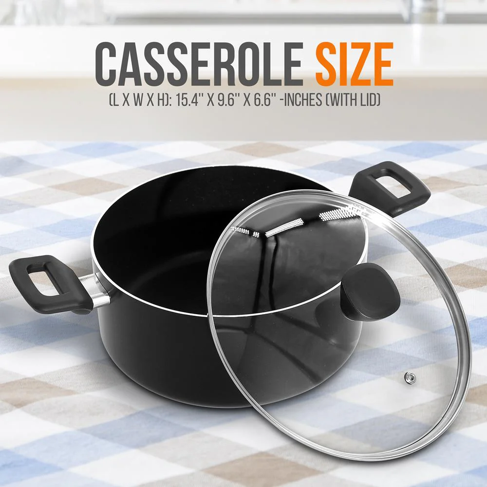 Non-Stick Casserole With Lid - High-Qualified Kitchen Cookware With See-Through Tempered Glass Lids, 5 Quart (Works With Model: Nccwa13) - Image 2