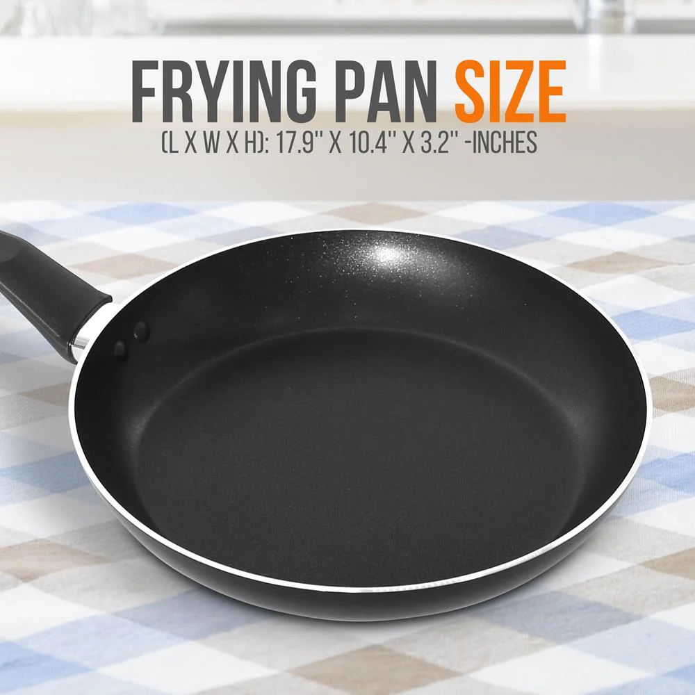 10'' Large Open Fry Pan - Non-Stick High-Qualified Kitchen Cookware With Black Inside And Black Outside (Works With Model: Nccwa13) - Image 2