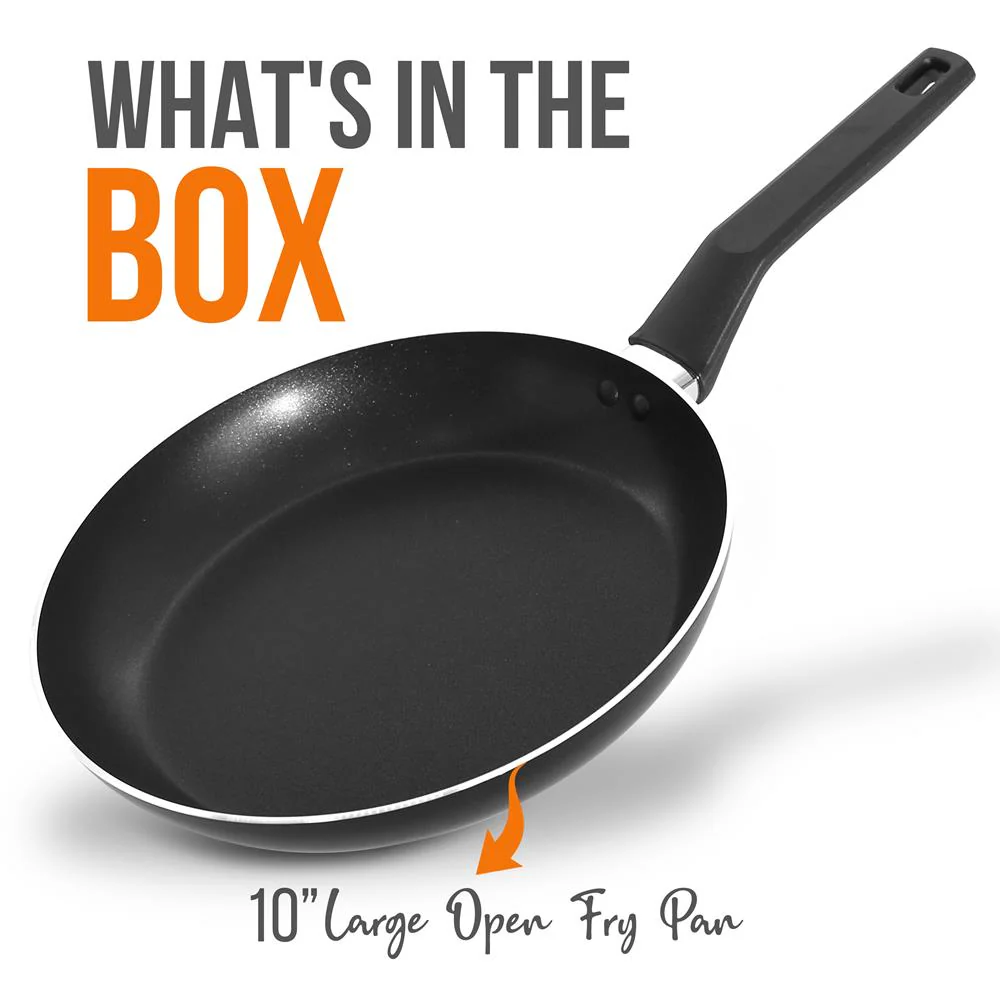 10'' Large Open Fry Pan - Non-Stick High-Qualified Kitchen Cookware With Black Inside And Black Outside (Works With Model: Nccwa13) - Image 7