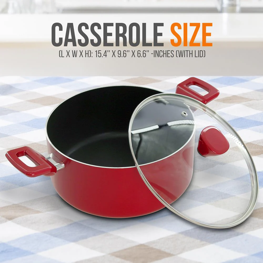 Non-Stick Casserole With Lid - High-Qualified Kitchen Cookware With See-Through Tempered Glass Lids, 5 Quart (Works With Model: Nccwa13Rd) - Image 2