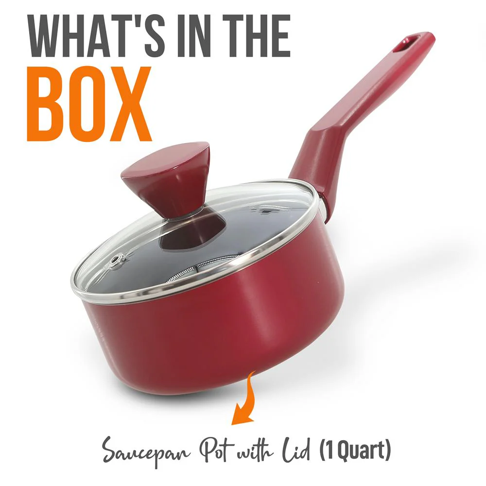 Saucepan Pot With Lid - Non-Stick High-Qualified Kitchen Cookware With See-Through Tempered Glass Lids, 1 Qt. (Works With Model: Nccwa13Rd) - Image 7