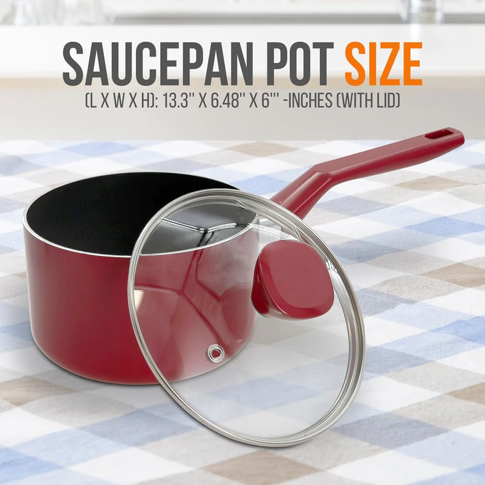 Saucepan Pot With Lid - Non-Stick High-Qualified Kitchen Cookware With See-Through Tempered Glass Lids, 2 Qt. (Works With Model: Nccwa13Rd) - Image 2