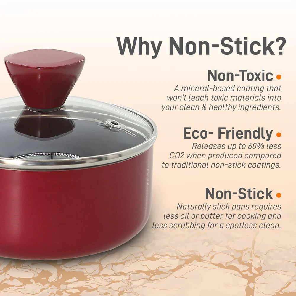 Saucepan Pot With Lid - Non-Stick High-Qualified Kitchen Cookware With See-Through Tempered Glass Lids, 2 Qt. (Works With Model: Nccwa13Rd) - Image 3
