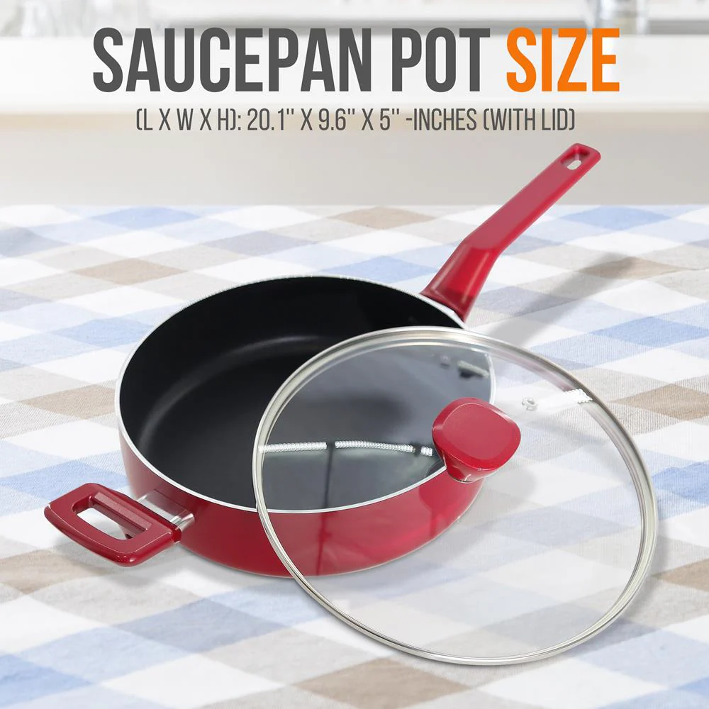 Sautepan Pot With Lid - Non-Stick High-Qualified Kitchen Cookware With See-Through Tempered Glass Lids, 3 Qt. (Works With Model: Nccwa13Rd) - Image 2