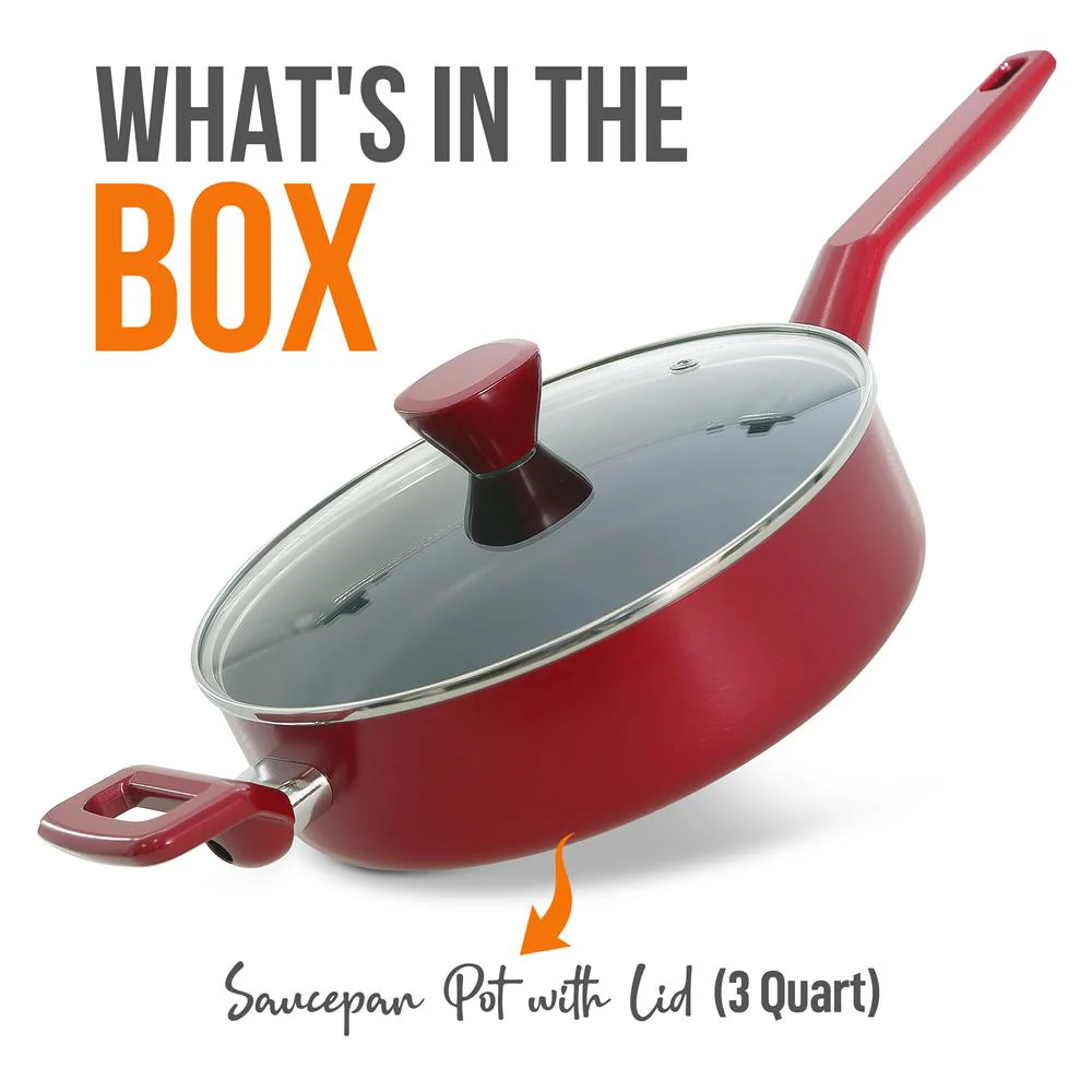 Sautepan Pot With Lid - Non-Stick High-Qualified Kitchen Cookware With See-Through Tempered Glass Lids, 3 Qt. (Works With Model: Nccwa13Rd) - Image 7