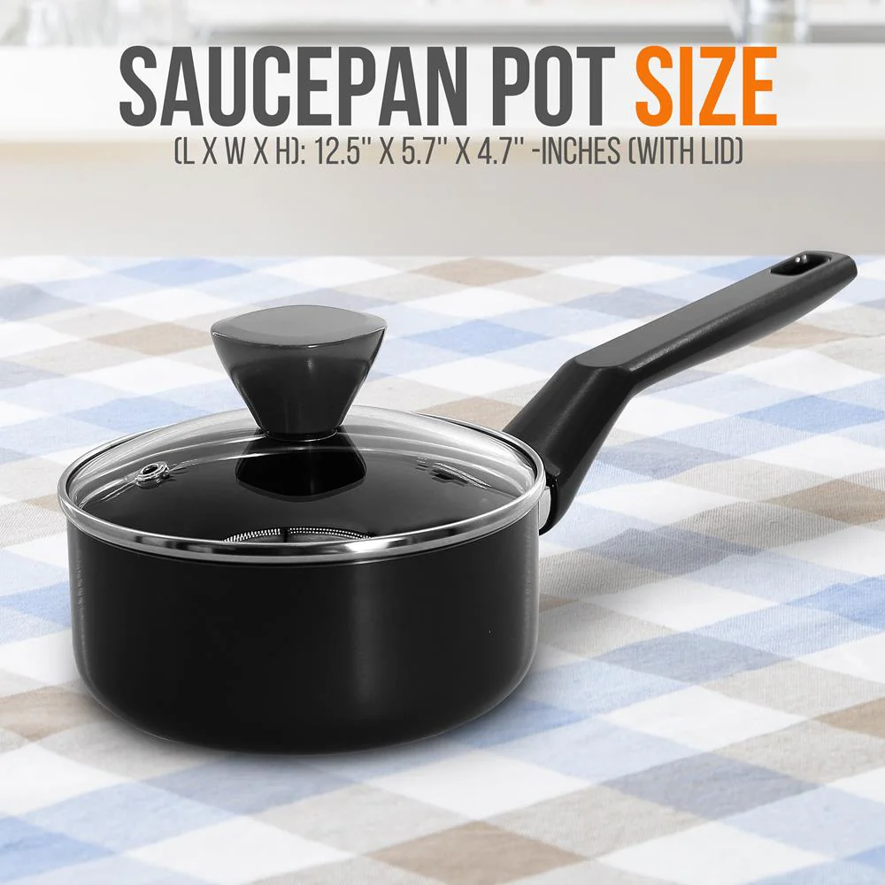Saucepan Pot With Lid - Non-Stick High-Qualified Kitchen Cookware With See-Through Tempered Glass Lids, 1 Qt. (Works With Model: Nccwa13) - Image 2