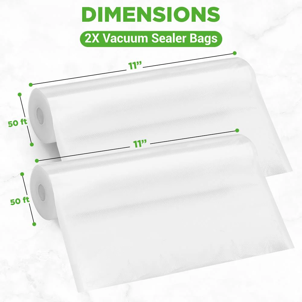 Vacuum Sealer Bags - Universal Air Vac Sealing Bags (2 Rolls, 100’ Ft. Total Length) - Image 2