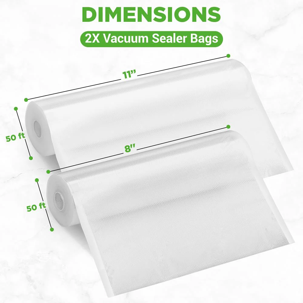 Vacuum Sealer Bags - Universal Air Vac Sealing Bags (2 Rolls, 100’ Ft. Total Length) - Image 2