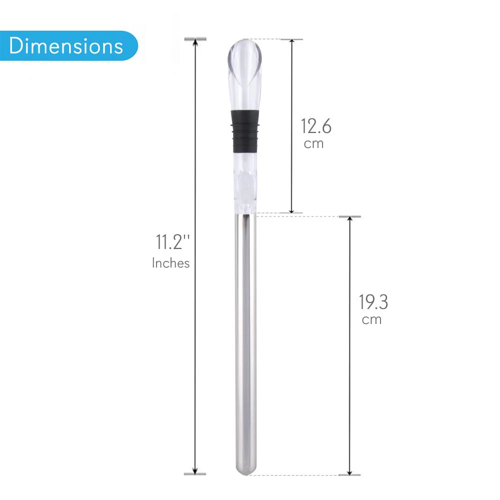 Premium 2 In 1 Stainless Steel Stylish & Sleek Wine Chill Rod With Pourer For Parties - Image 2