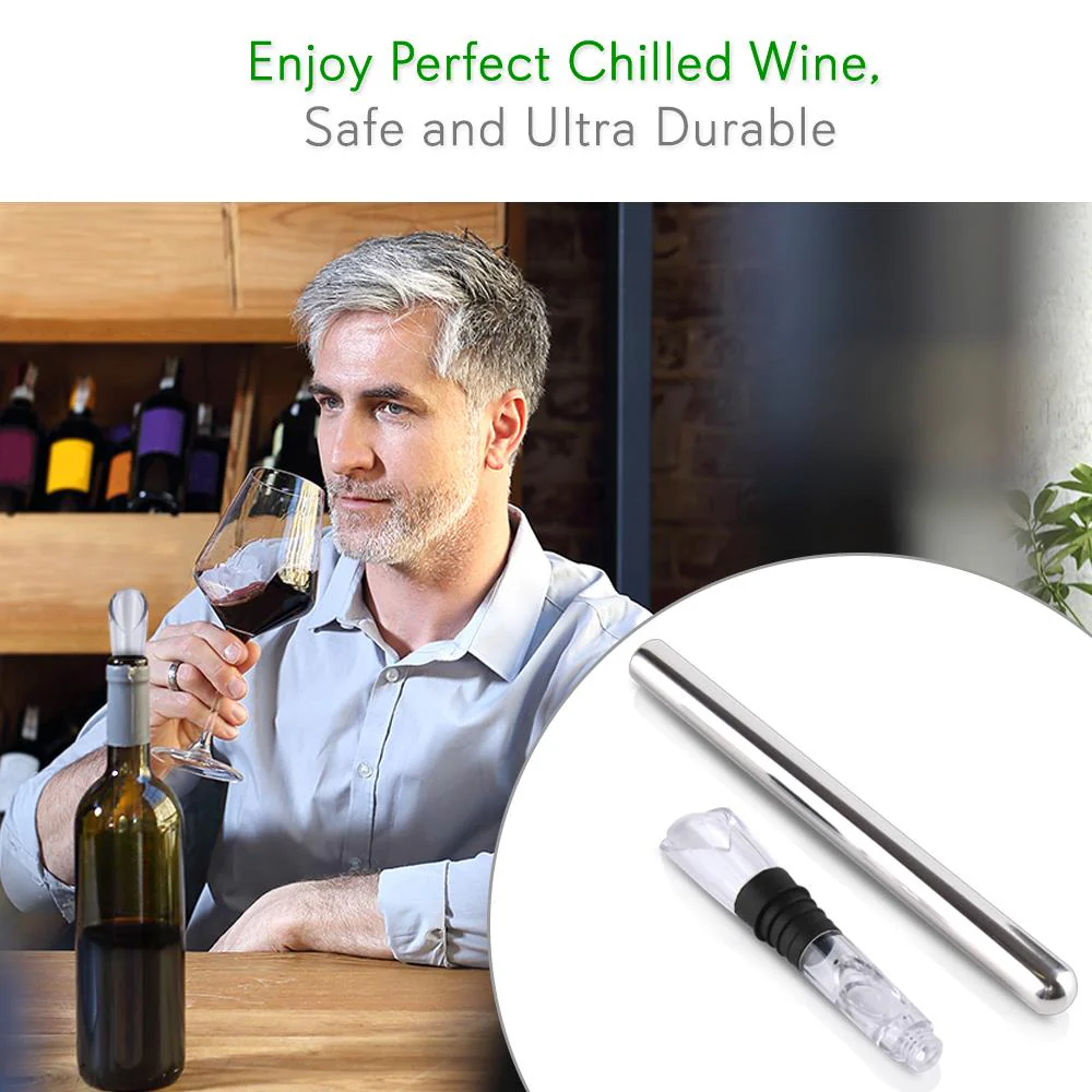 Premium 2 In 1 Stainless Steel Stylish & Sleek Wine Chill Rod With Pourer For Parties - Image 6