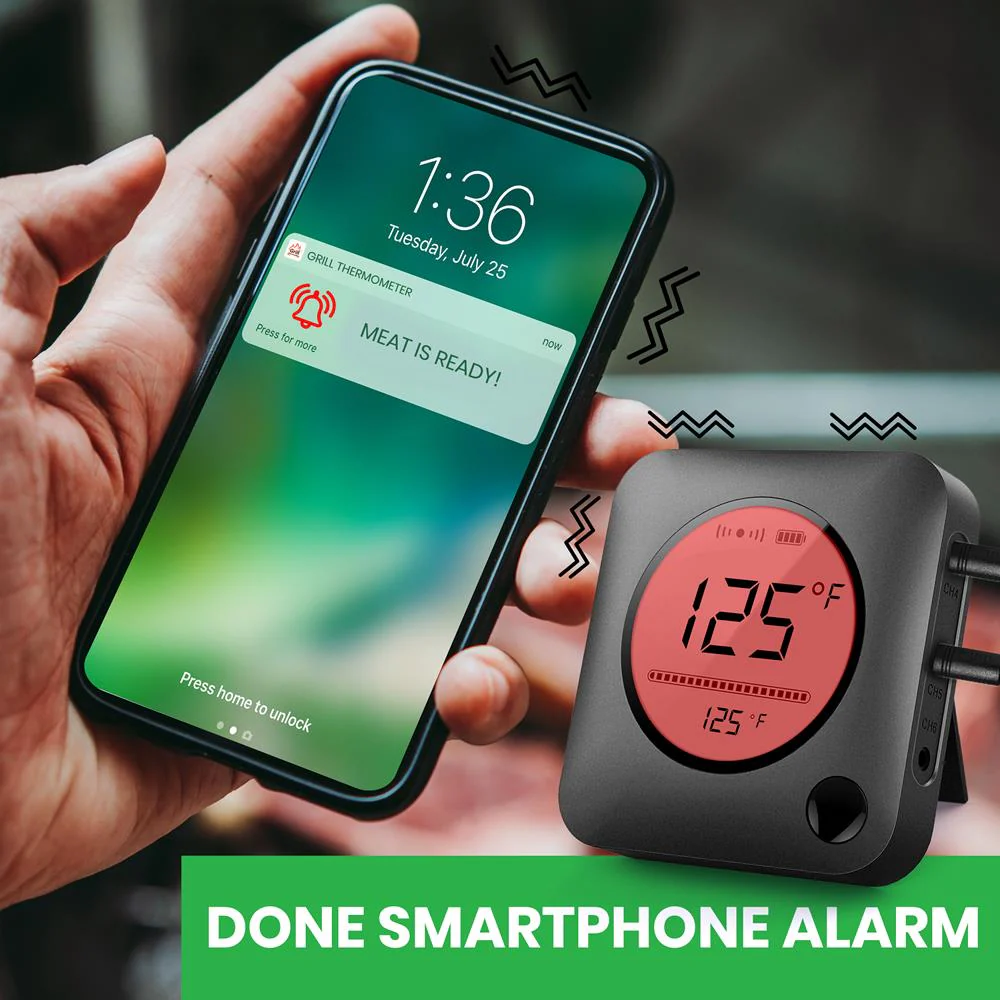 Smart Bluetooth Bbq Grill Thermometer - Digital Display, Wireless Remote Alert Ios Android Phone - Image 7