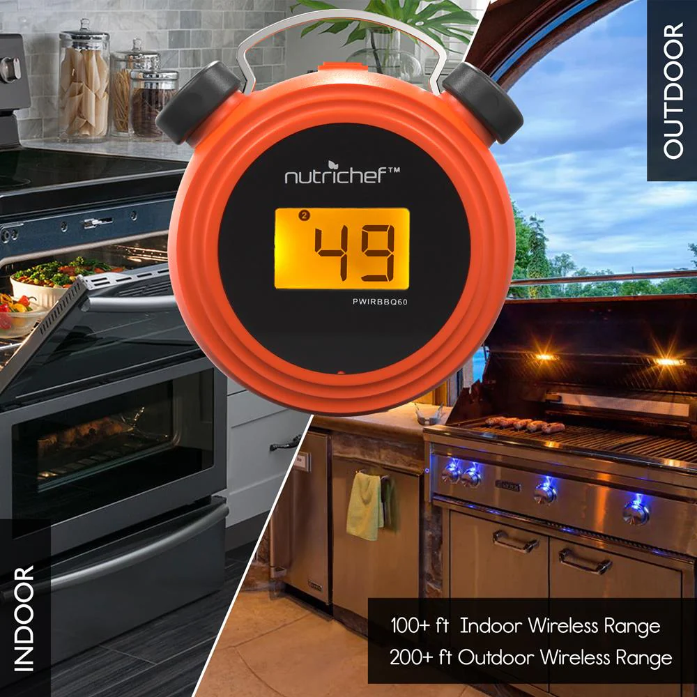 Smart Bluetooth Bbq Grill Thermometer - Digital Display, Stainless Dual Probes Safe To Leave In Outdoor Barbecue Meat Smoker - Wireless Remote Alert Ios Android Phone - Nutrichef Pwirbbq60 - Image 3