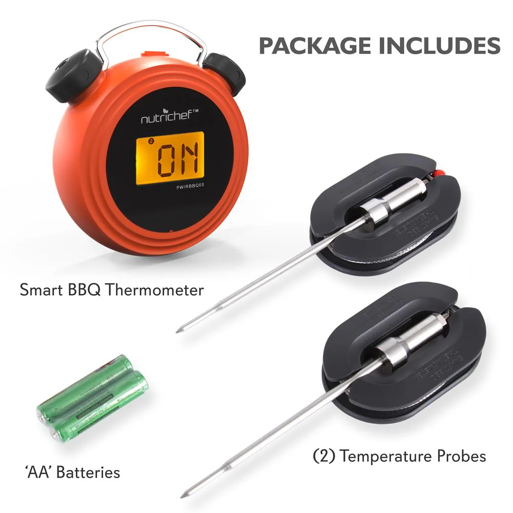 Smart Bluetooth Bbq Grill Thermometer - Digital Display, Stainless Dual Probes Safe To Leave In Outdoor Barbecue Meat Smoker - Wireless Remote Alert Ios Android Phone - Nutrichef Pwirbbq60 - Image 7