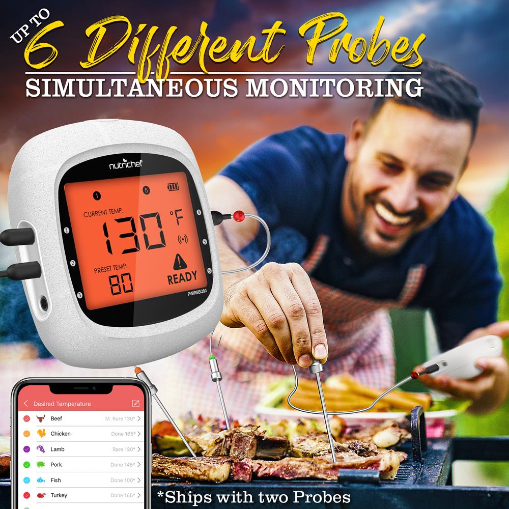 Bluetooth Meat Thermometer, 6 Probes, 400 Ft Range, LCD Display - Image 3