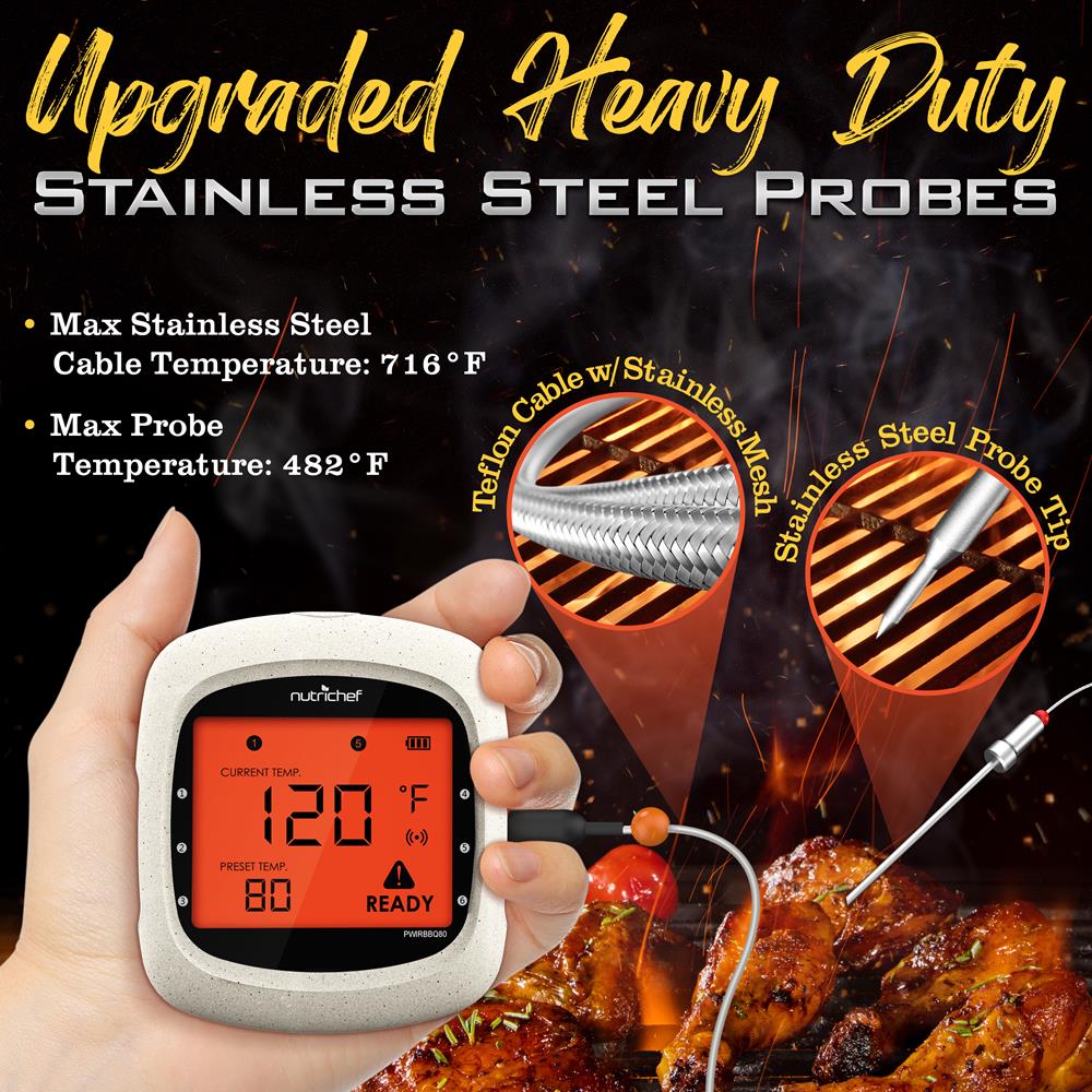 Bluetooth Meat Thermometer, 6 Probes, 400 Ft Range, LCD Display - Image 4