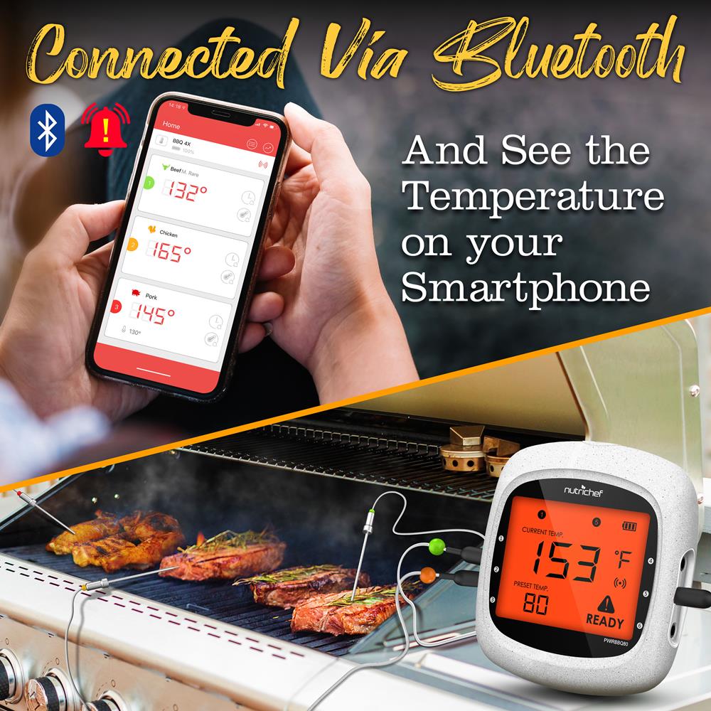 Bluetooth Meat Thermometer, 6 Probes, 400 Ft Range, LCD Display - Image 7