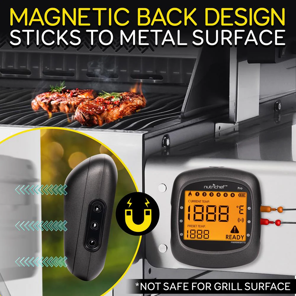 Bluetooth BBQ Thermometer, Accurate Temp Probes, LCD Display, Stainless Steel - Image 4