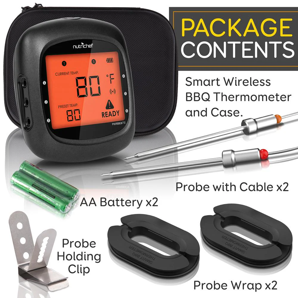 Bluetooth BBQ Thermometer, Accurate Temp Probes, LCD Display, Stainless Steel - Image 6