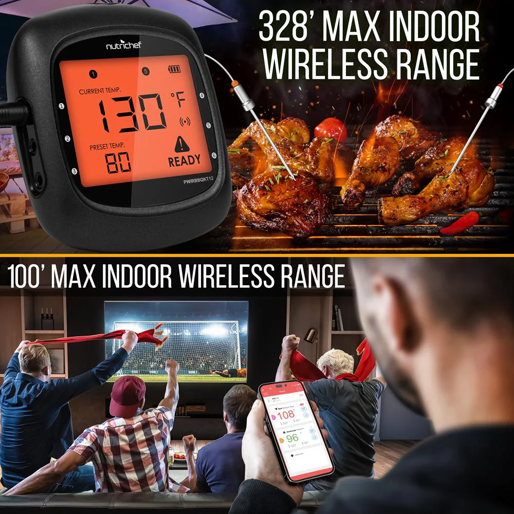 Bluetooth BBQ Thermometer, Accurate Temp Probes, LCD Display, Stainless Steel - Image 8