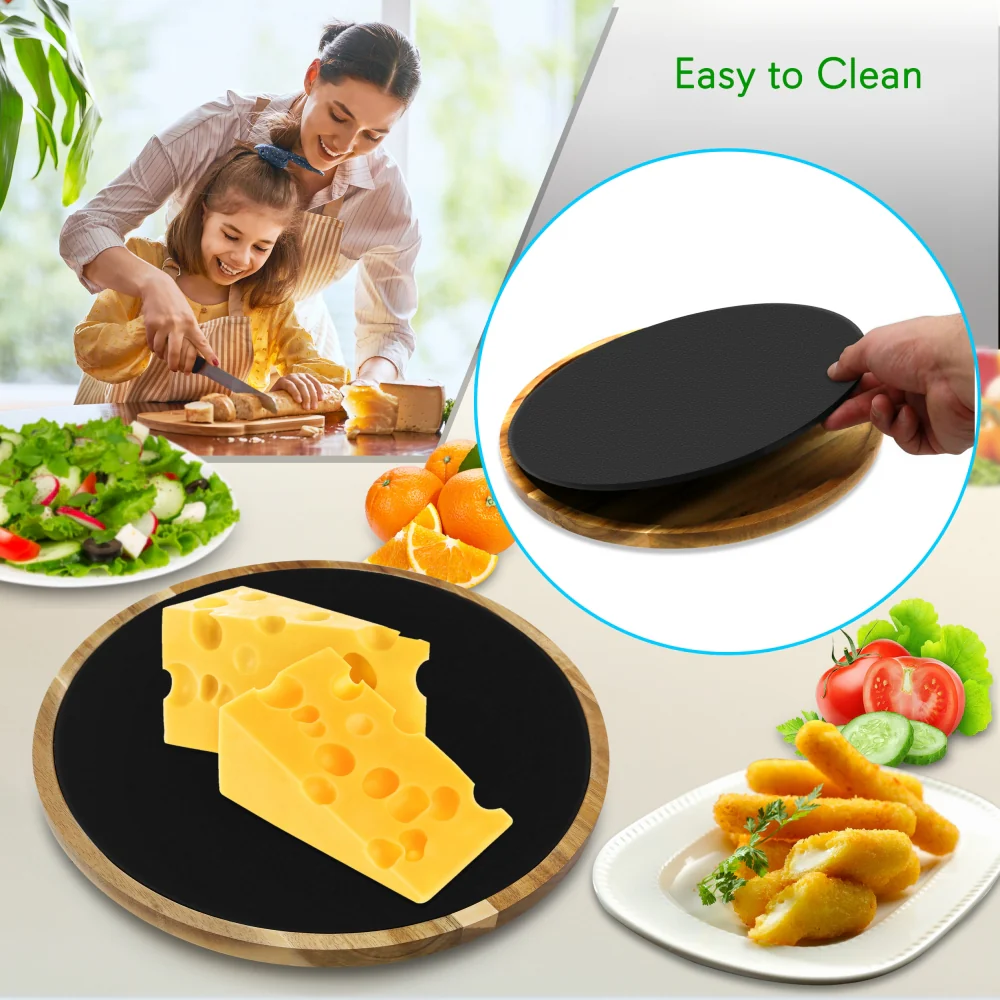 Lazy Susan Cheese Board Tray - Rotating Food Presentation Serving Platter Set - Image 4