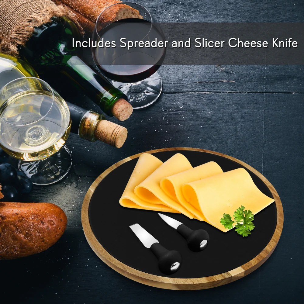 Lazy Susan Cheese Board Tray - Rotating Food Presentation Serving Platter Set - Image 5