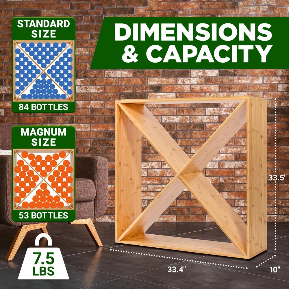 24 Bottle Bamboo Wine Rack - Space-Saving, Sturdy, Natural Finish - Image 5