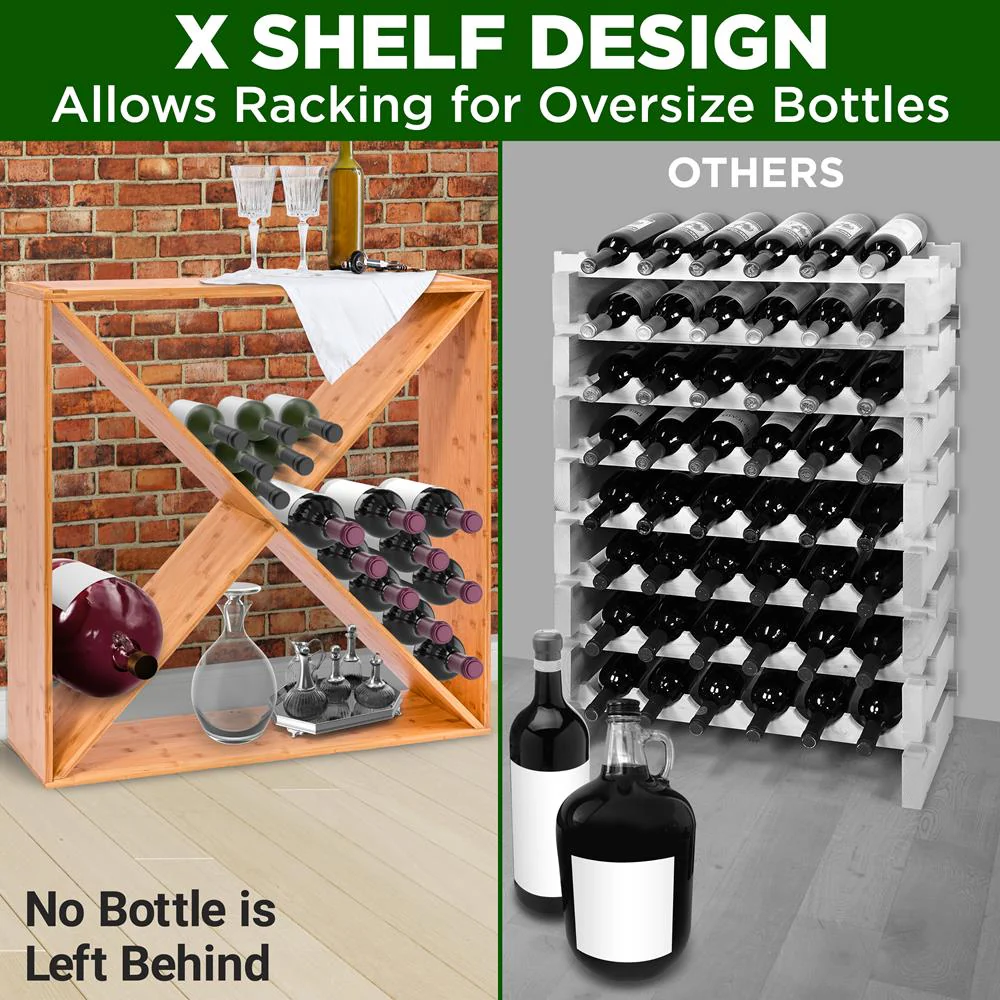 24 Bottle Bamboo Wine Rack - Space-Saving, Sturdy, Natural Finish - Image 3